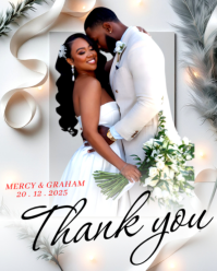 White 3d Wedding Thank You Card Personalised Cards Message Notes Postcards Editable Printable Templa Instagram Portrait template