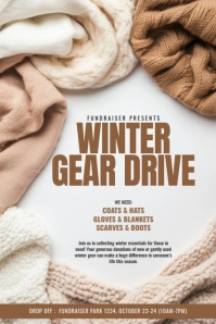 White 3d Winter Gear Drive Poster Cartaz template
