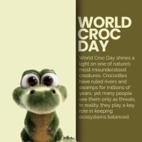 White 3d World Croc Day Instagram Post Instagram-bericht template