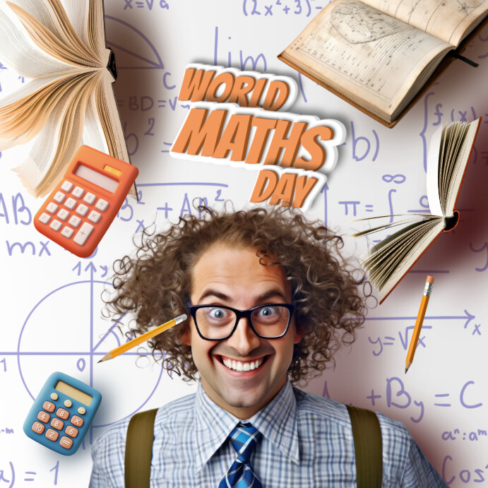 White 3d World Maths Day Instagram Post Template | PosterMyWall