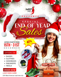 White 3d Year End Sale Christmas Holiday Retail Fashion Shop Clearance Discount Promotion Ads Flyer Instagram Portrait template