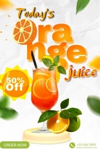 White 3d Yellow Orange Juice Poster template
