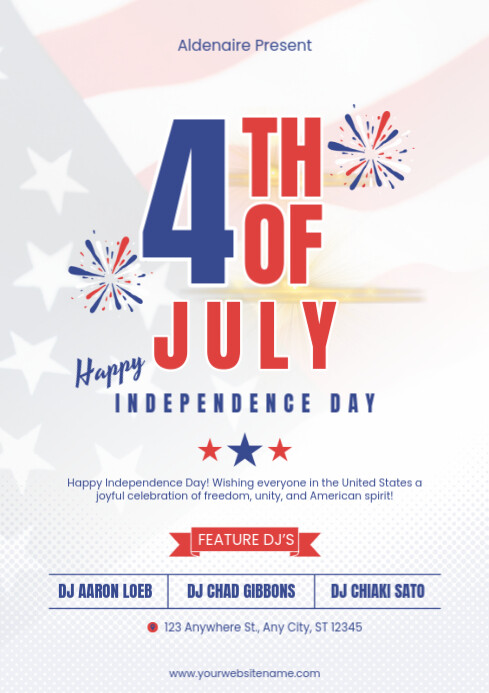 White 4th Of July A4 template