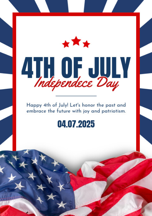 White 4th Of July A4 template