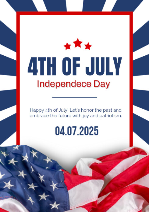 White 4th Of July A4 Template | PosterMyWall