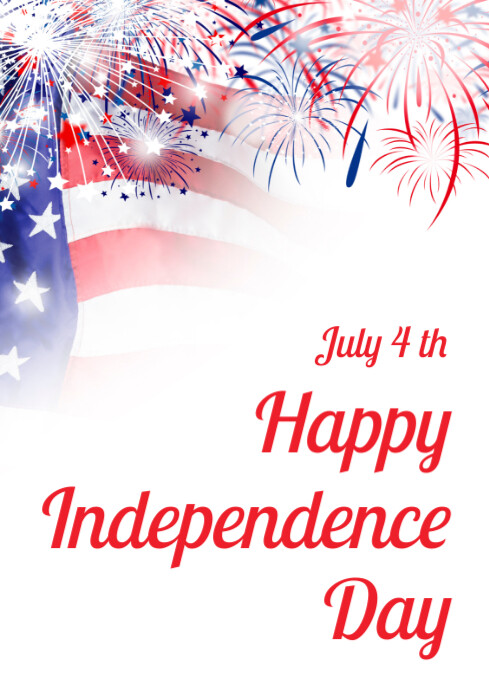 White 4th Of July A4 template