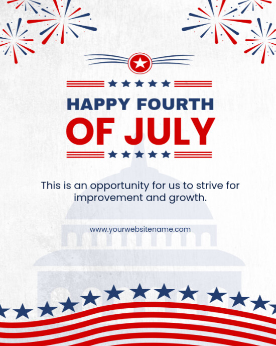 White 4th Of July Instagram Portrait template