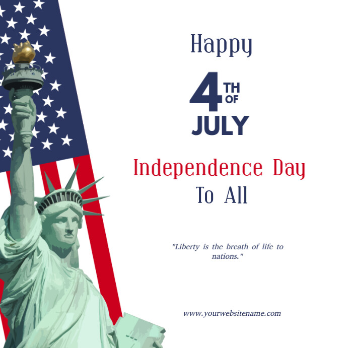 White 4th Of July Instagram Post template