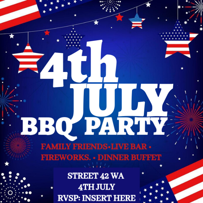 White 4th Of July Party Square (1:1) template