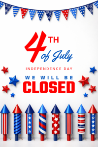 White 4th Of July Poster Affiche template