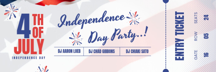 White 4th Of July Ticket Banner 2' × 6' template
