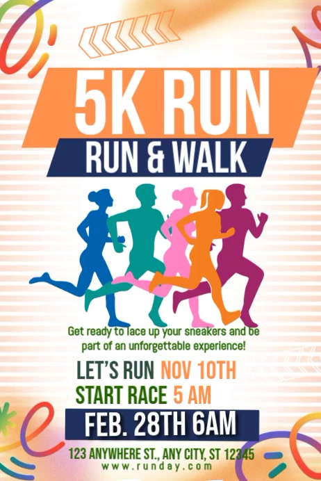 White 5K Run Event Poster Video Template | PosterMyWall