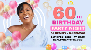 White 60th Birthday Party Digital Display template