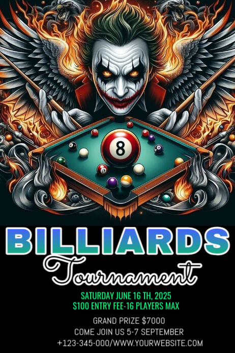 White 8ball Pool Poster Template | PosterMyWall