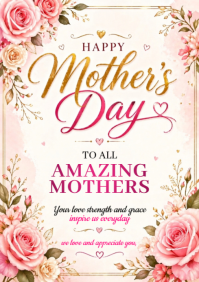 Floral mothers day wishes and appreciation design template A4