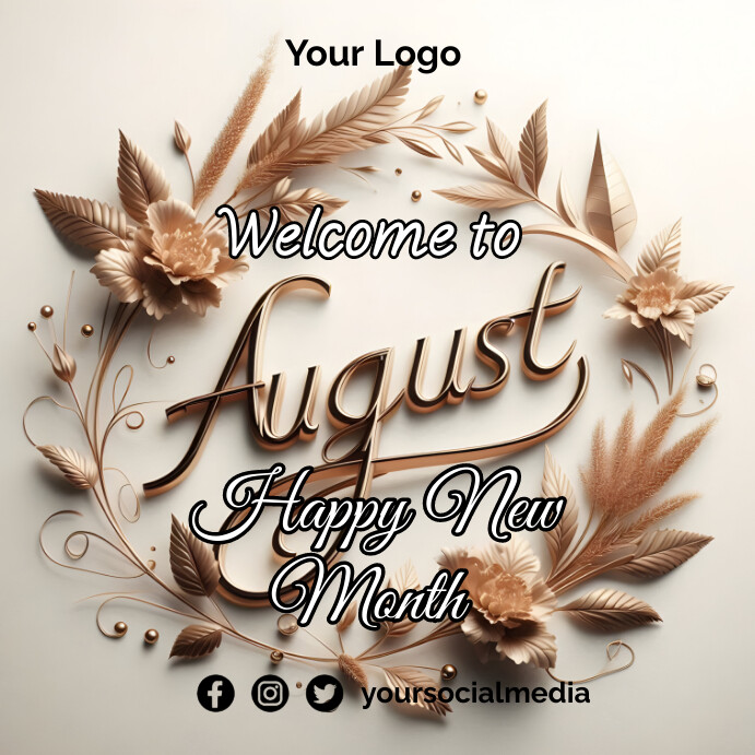 Plantilla de White Abstract August New Month Instagram Po | PosterMyWall