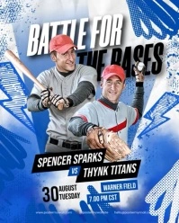 White Abstract Baseball Match Instagram Portrait template