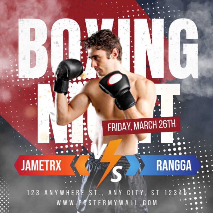White Abstract Boxing Night Instagram Post Template | PosterMyWall
