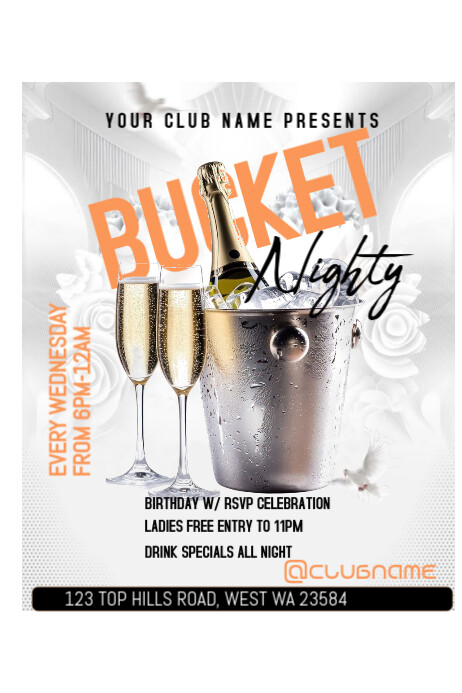 Bucket Nite Modèle White Abstract Bucket Night Party Poster | PosterMyWall