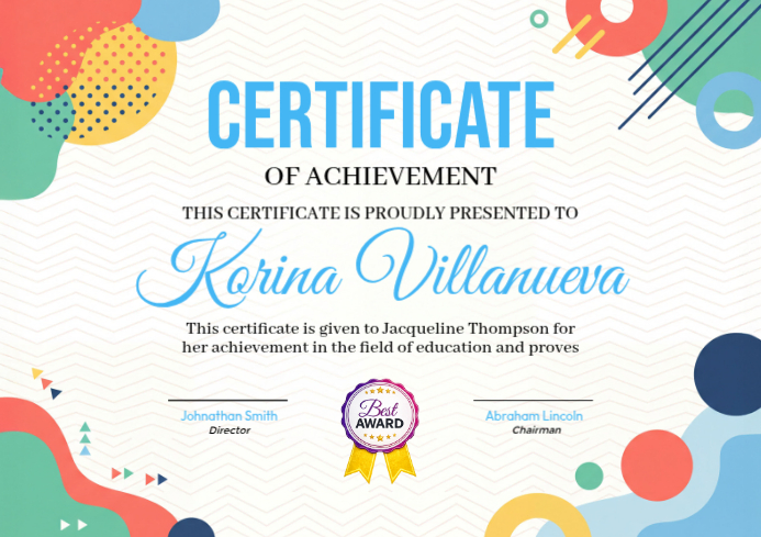 White Abstract Certificate of Achievement A4 Template | PosterMyWall