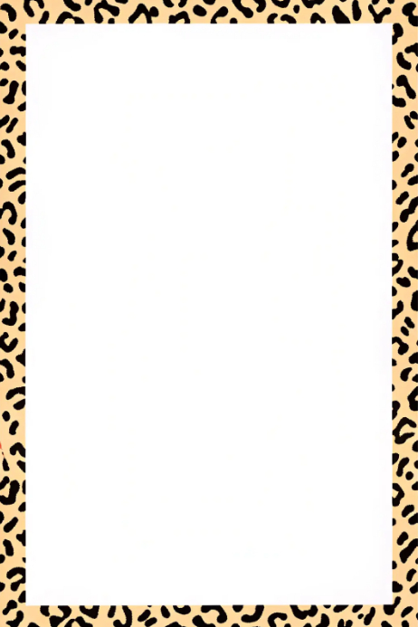 White Abstract Classic Leopard Print Frame Poster template