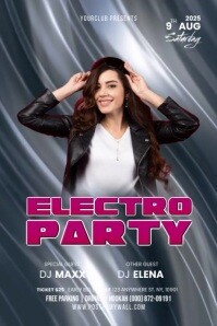 White Abstract Electro Party Poster template