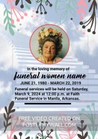 White Abstract Funeral Flyer A4 template
