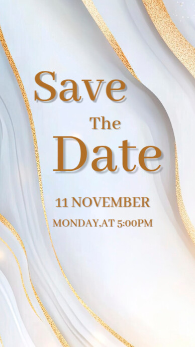 White Abstract gold line  Save The Date Instagram Story template