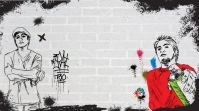 White Abstract Graffiti Art Wall Presentation (16:9) template