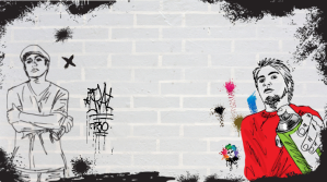 White Abstract Graffiti Art Wall Presentation (16:9) template