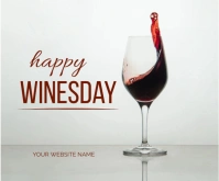 White Abstract Happy Wines Day Celebration Wishes  Medium Rectangle template