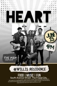 White Abstract Heartbeat Event Poster template
