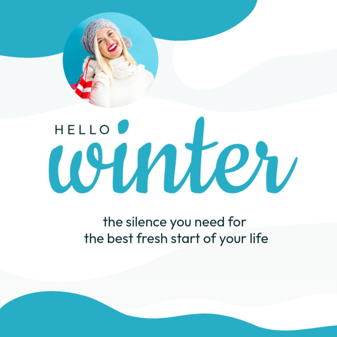 White Abstract Hello Winter Instagram Post Design