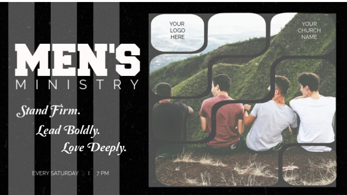 White Abstract Men's Ministry Digital Display (16:9) template