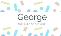 White Abstract Name Tag Employee Of The Year template