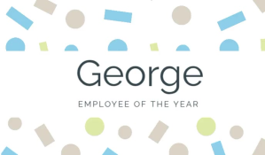 White Abstract Name Tag Employee Of The Year template