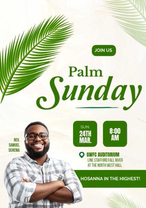 White Abstract Palm Sunday  A3 template