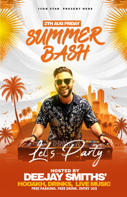 White Abstract Summer Special Bash Party Tabloid Poniekoerant template