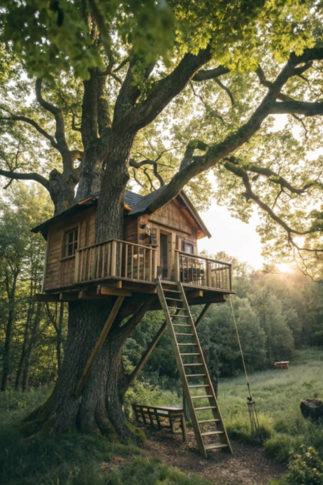 White Abstract The Hidden Haven Treehouse  Poster template