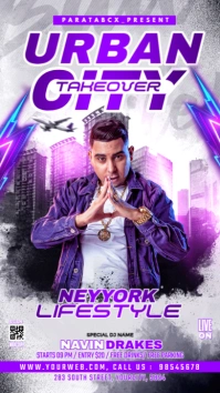 White Abstract Urban City Takeover Night Party Instagram Story template