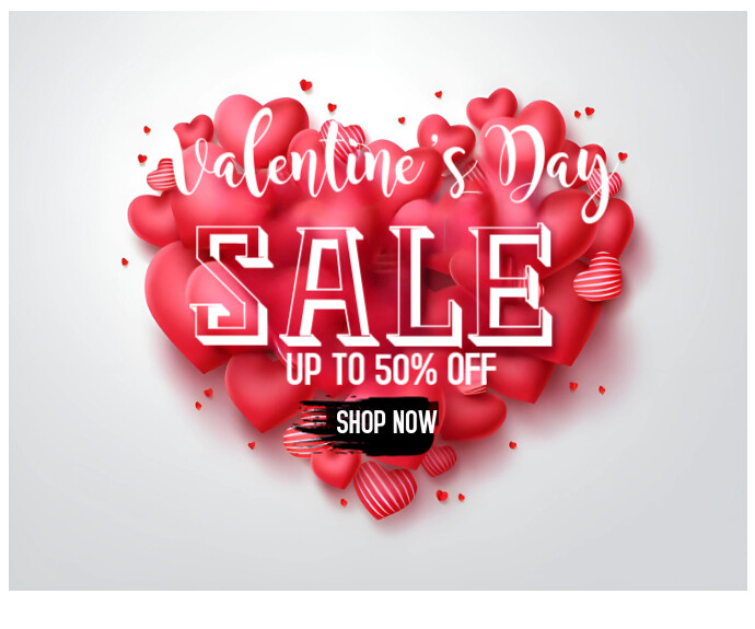 White Abstract Valentine's Sale Design Template  Medium Rectangle Średni prostokąt