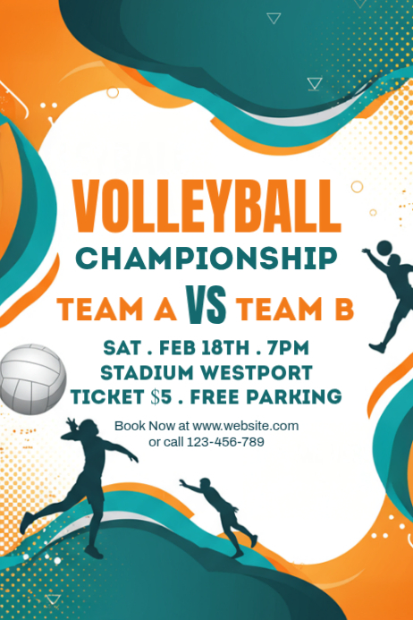 Plantilla de White Abstract Volleyball Championship Poster | PosterMyWall