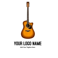 White  Acoustic Guitar Electric Guitar, Logo template