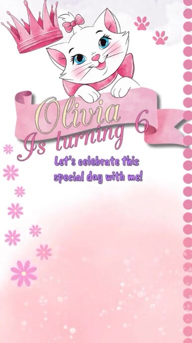 White Alegre Animated Invitation Aristocats Kitten Marie Reel Do Instagram template