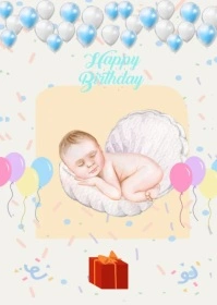 White Alegre Happy Birthday Baby A6 template