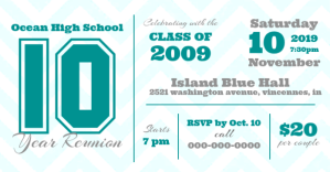 White and Aqua High School Reunion Facebook Cover Photo template