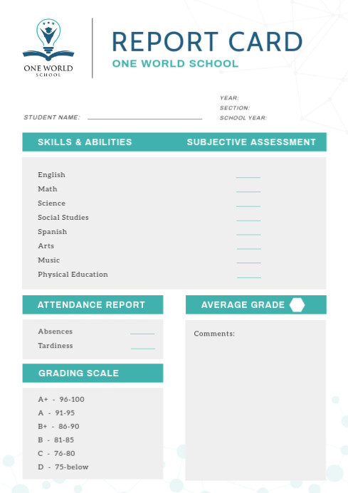 White School Report Card A4 Template | PosterMyWall White School Report Card A4 Template | PosterMyWall