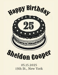 White and black Modern & Minimal Birthday Design Flyer (us Letter) 传单(美国信函) template