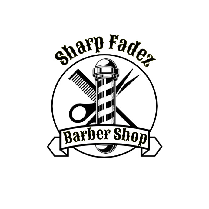 White and black Modern & Minimal BarberShop Logo Logotyp template