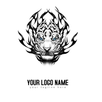 White and black tiger illustration, Logo template